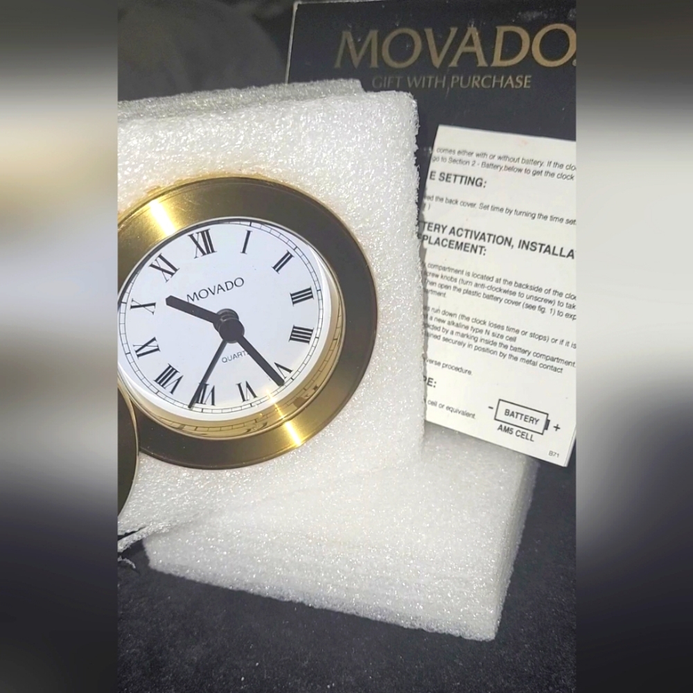 Movado Gold and White Desk Clock